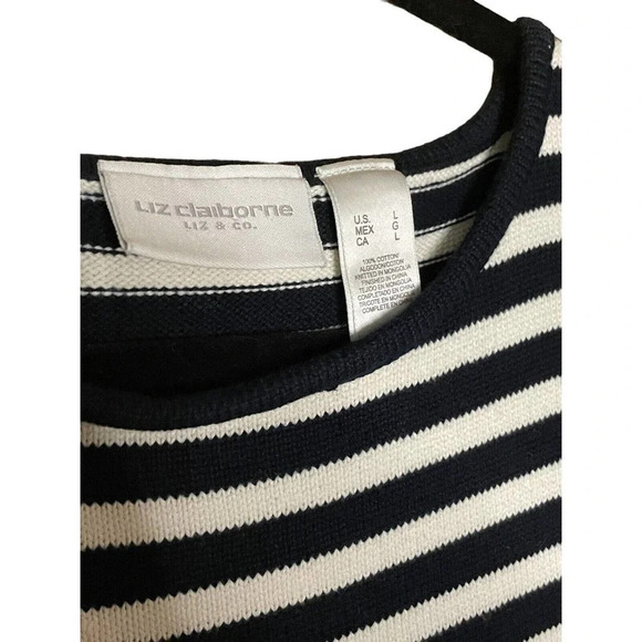 Liz Claiborne Women's Sleeveless Woven/Knitted Striped Tank Top Size L Nautical - Picture 3 of 4